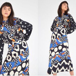 Farm Rio button down Shirt and Skirt Set , XS, mixed print Tropical Toucan